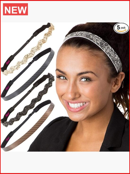 No Slip Velvet Headbands Wrap Adjustable 5pk Hair Accessories